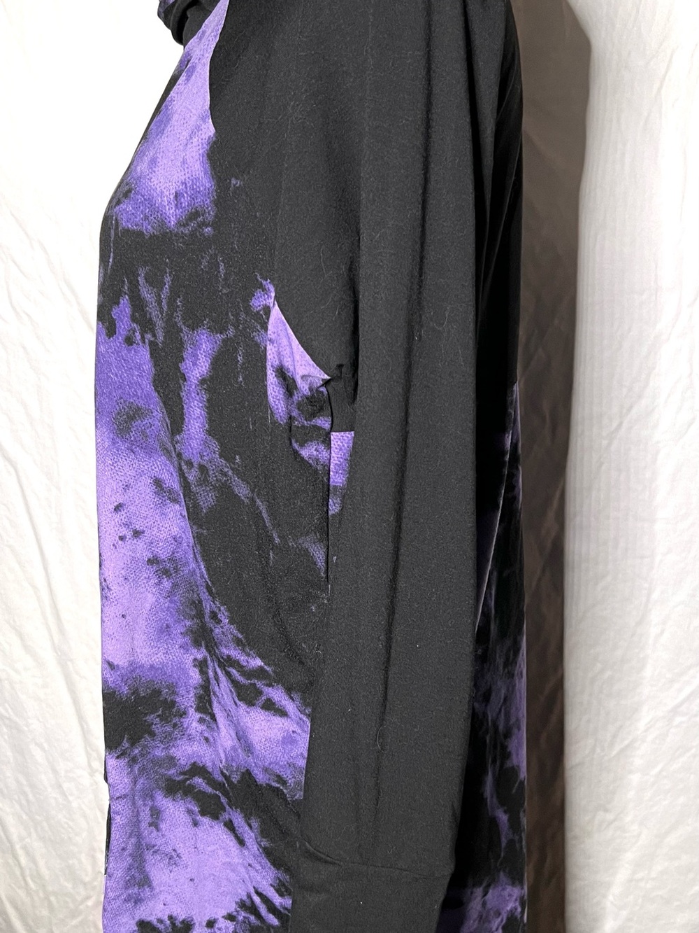 Lularoe Purple & Black Tie-Dye Hooded Pullover - Picture 2 of 5